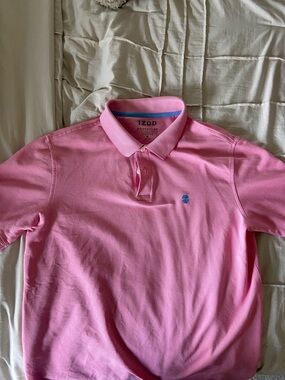 Izod Pink Short-Sleeve Polo with Blue Logo